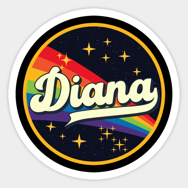 Diana // Rainbow In Space Vintage Style Sticker by LMW Art